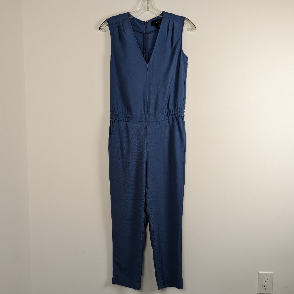 Women's J.Crew Sleeveless V-Neck Jumpsuit in Navy Size 2